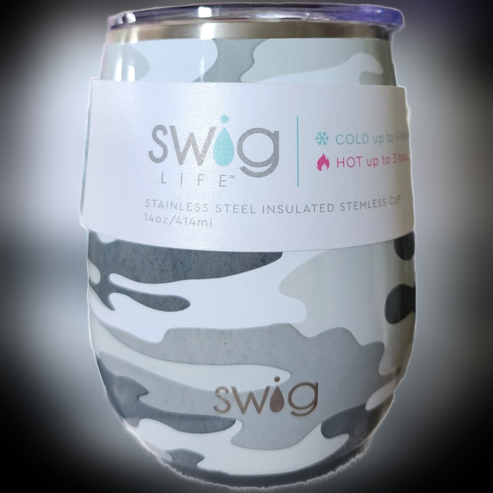 NWT Swig Life 14oz Stemless Insulated Tumbler- Discontinued Color Incognito Camo